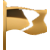 Wooden flagpole with a gold flag