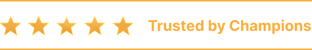 Five gold stars next to the text 'Trusted by Champions'