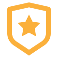 Shield icon with a yellow star inside, symbolizing protection or quality.