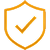 Gold shield icon with a checkmark