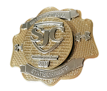 Gold and silver badge with 'SFC' logo and text
