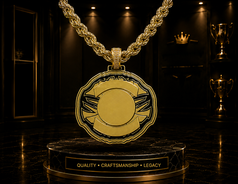 Gold necklace with a medallion 