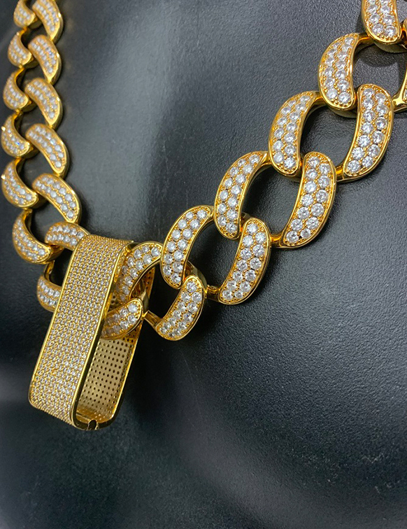 30mm Gold Ice Cuban Chain Necklace customized championship chain image