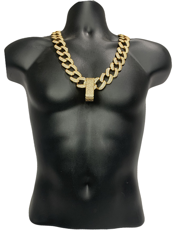 30mm Gold Ice Cuban Chain Necklace