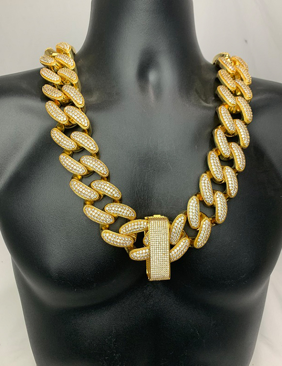 38mm Gold Ice Cuban Chain Necklace customized championship chain image