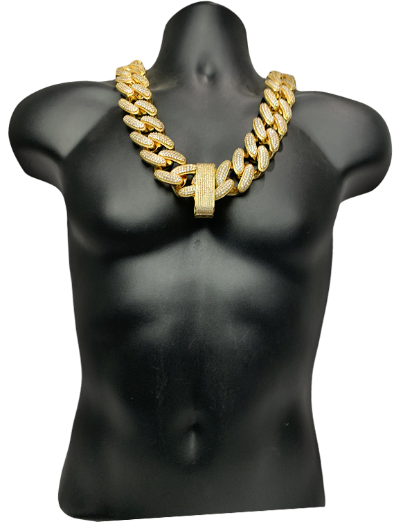 38mm Gold Ice Cuban Chain Necklace Custom Championship Chain Award